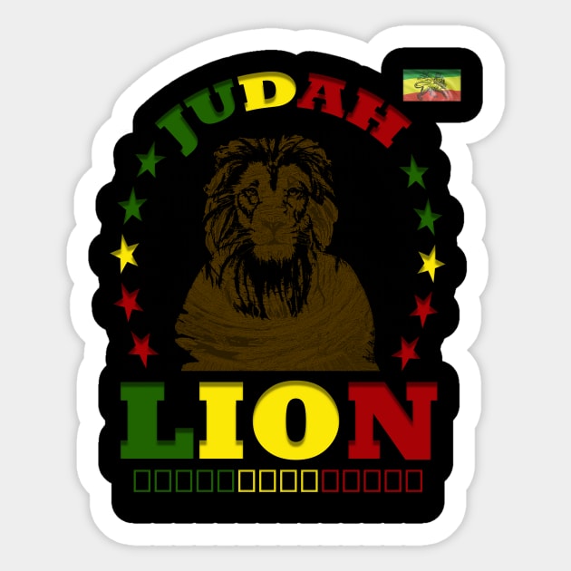 Judah Lion Rasta, Reggae Ethiopian Rastafari Sticker by alzo